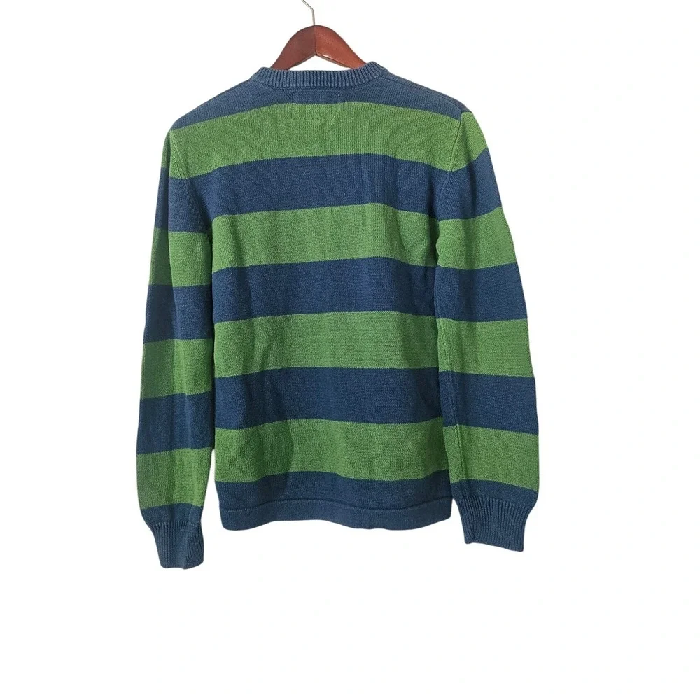 Abercrombie & Fitch Men's XL Blue Green Rugby Stripe Crewneck Sweater Preppy